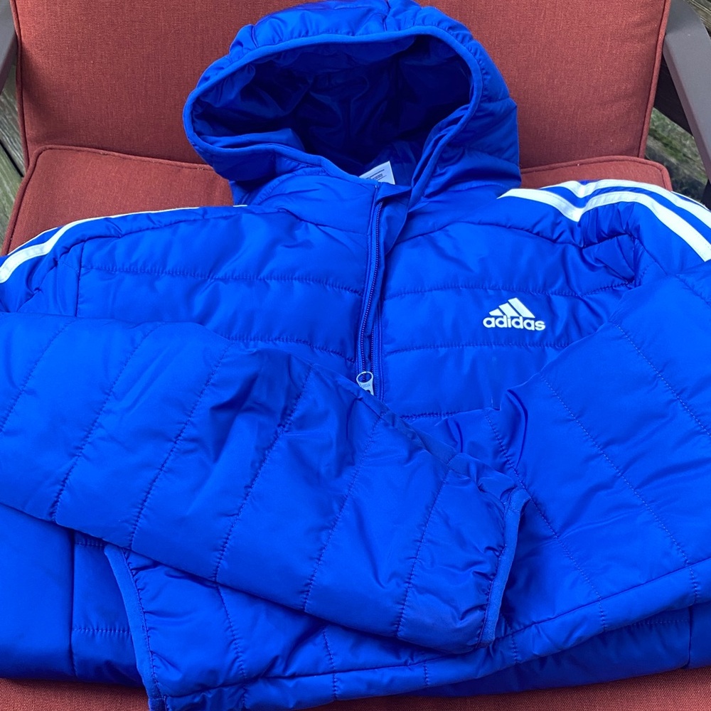Adidas Kids Vibrant Blue Hooded Puffer Coat